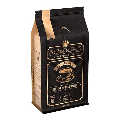 Ground Espresso Coffee - Organic, Single Origin, Medium Roast, Bold & Smooth - 100% Arabica - Crafted for Espresso Machines - Furious Espresso by