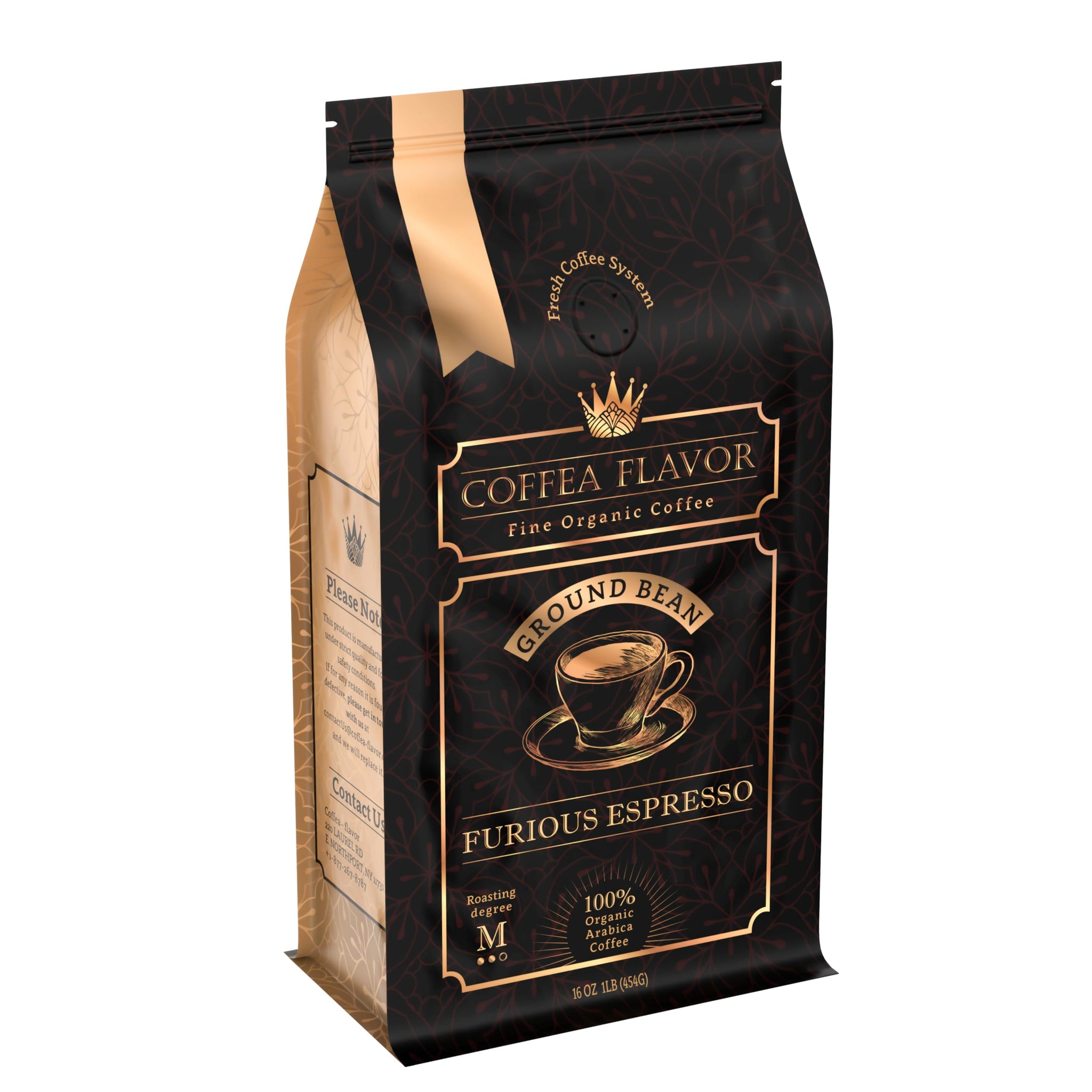 Ground Espresso Coffee - Organic, Single Origin, Medium Roast, Bold & Smooth - 100% Arabica - Crafted for Espresso Machines - Furious Espresso by