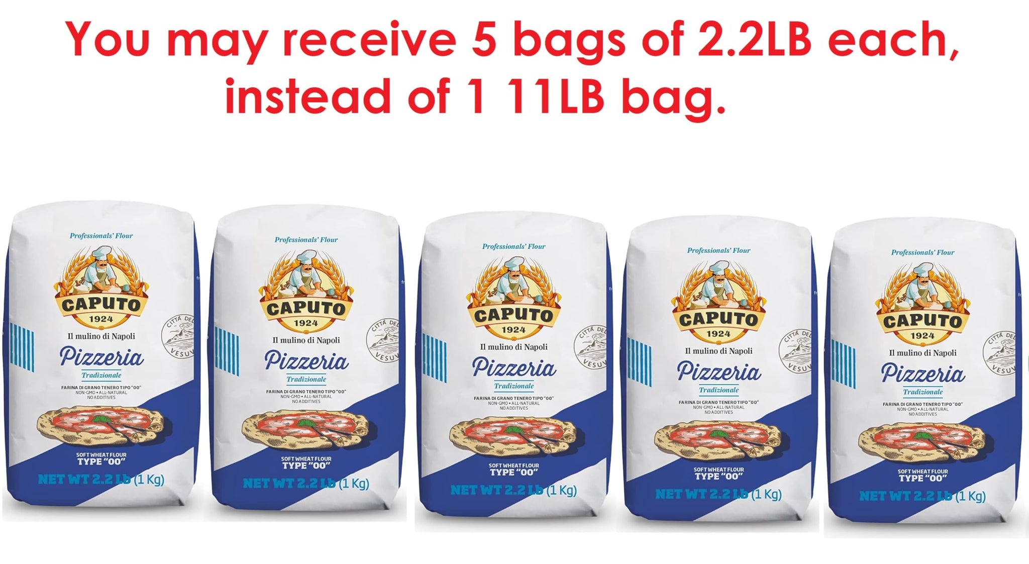 Antimo Caputo Pizzeria Flour Blue, 11 Pound (5Kg) Bag - Italian 00 Flour - Soft Wheat for Pizza Dough - Makes that Perfectly Elastic, Chewy, Crispy