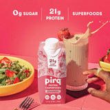 Pirq Plant Based Protein Shake, 21g Vegan Protein, 25 Superfoods, Zero Sugar, Dairy-Free, Gluten-Free, and Soy-Free, (12 Pack, Strawberry)