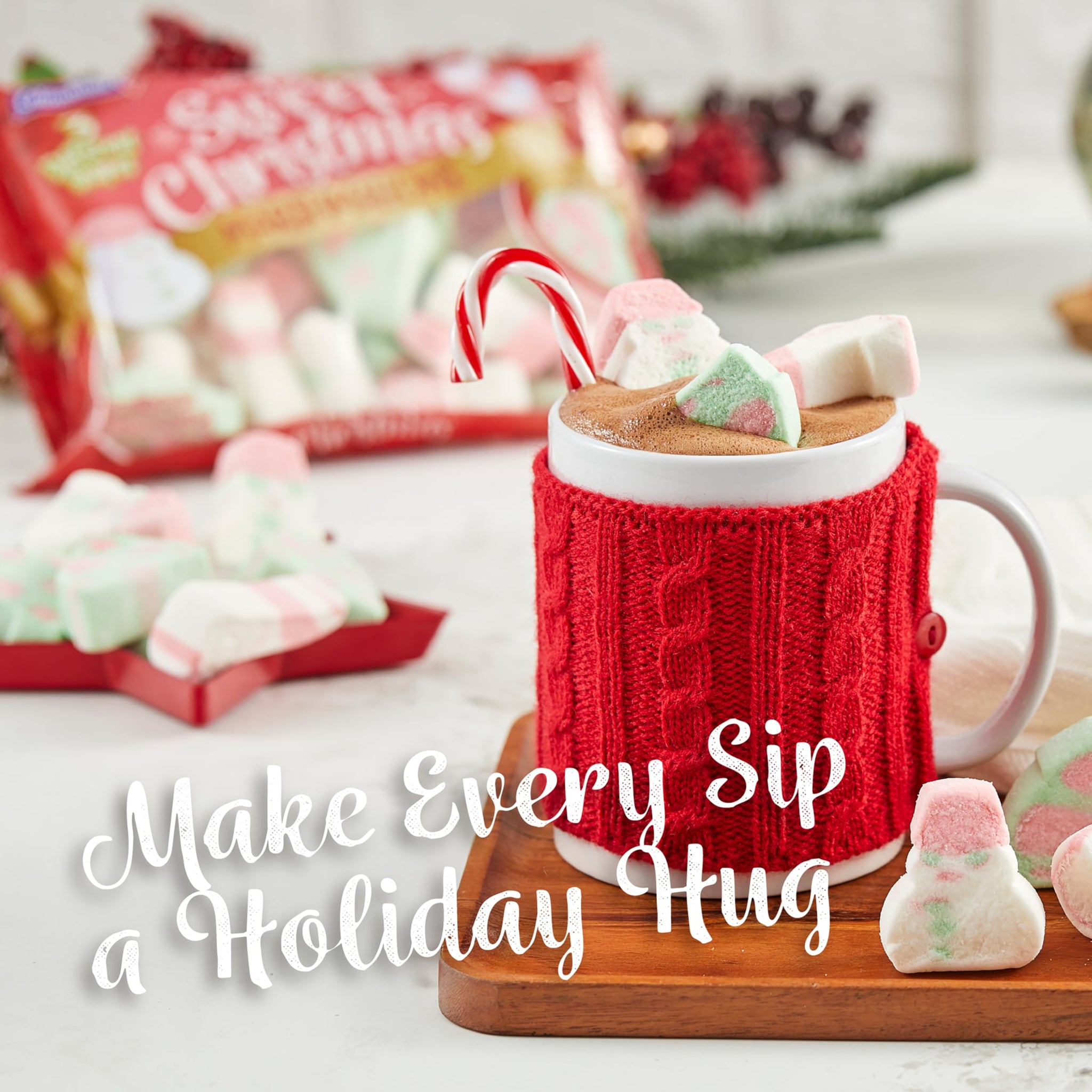 Colombina Sweet Christmas Marshmallows, Soft, Assorted Vanilla Bean Marshmallows, Christmas Trees, Candy Canes, and Santas, 5.1oz (Pack of 1)