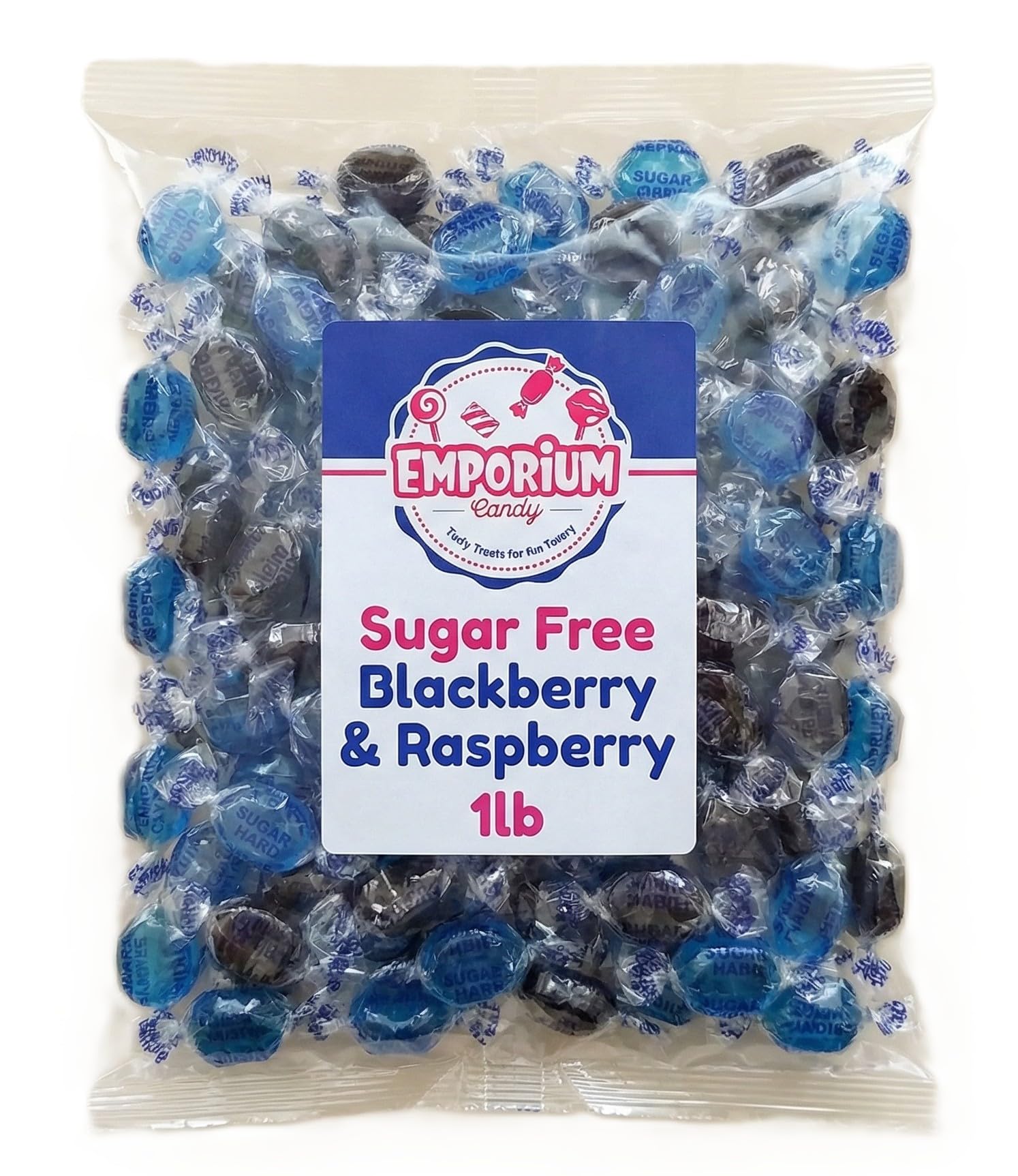 Sugar Free Assorted Mixed Berry Hard Candy Buttons - 1 lb of Fresh Delicious Individually Wrapped Blackberry Raspberry Candy