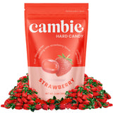 Strawberry Hard Candy Individually Wrapped by Cambie, 2 lbs of Strawberry Candy with a Deliciously Sweet Hard Exterior with a Soft, Fruit-Filled