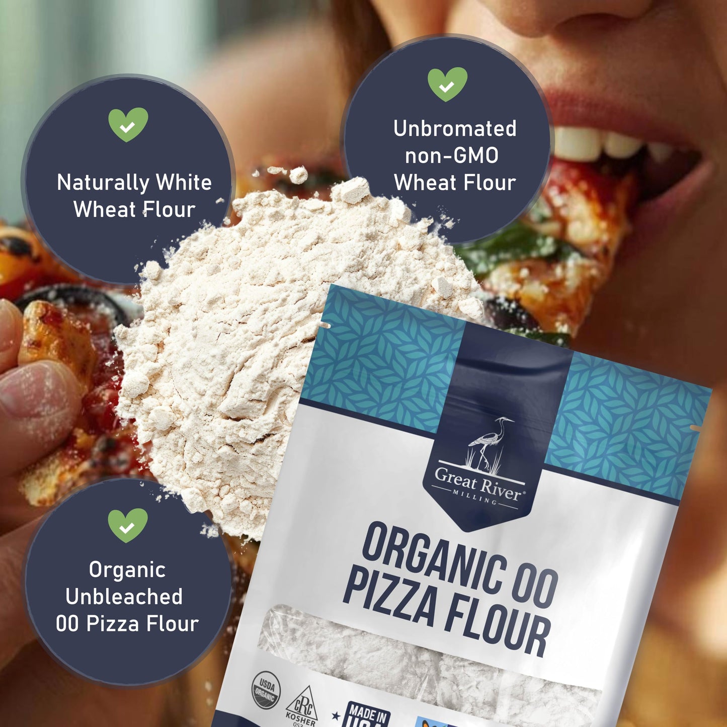 Great River Milling 00 Organic Pizza Flour | Ultra-Fine Neapolitan Style Flour for Pizza Dough, Bread & Pasta | USDA Organic, Non-GMO, Kosher