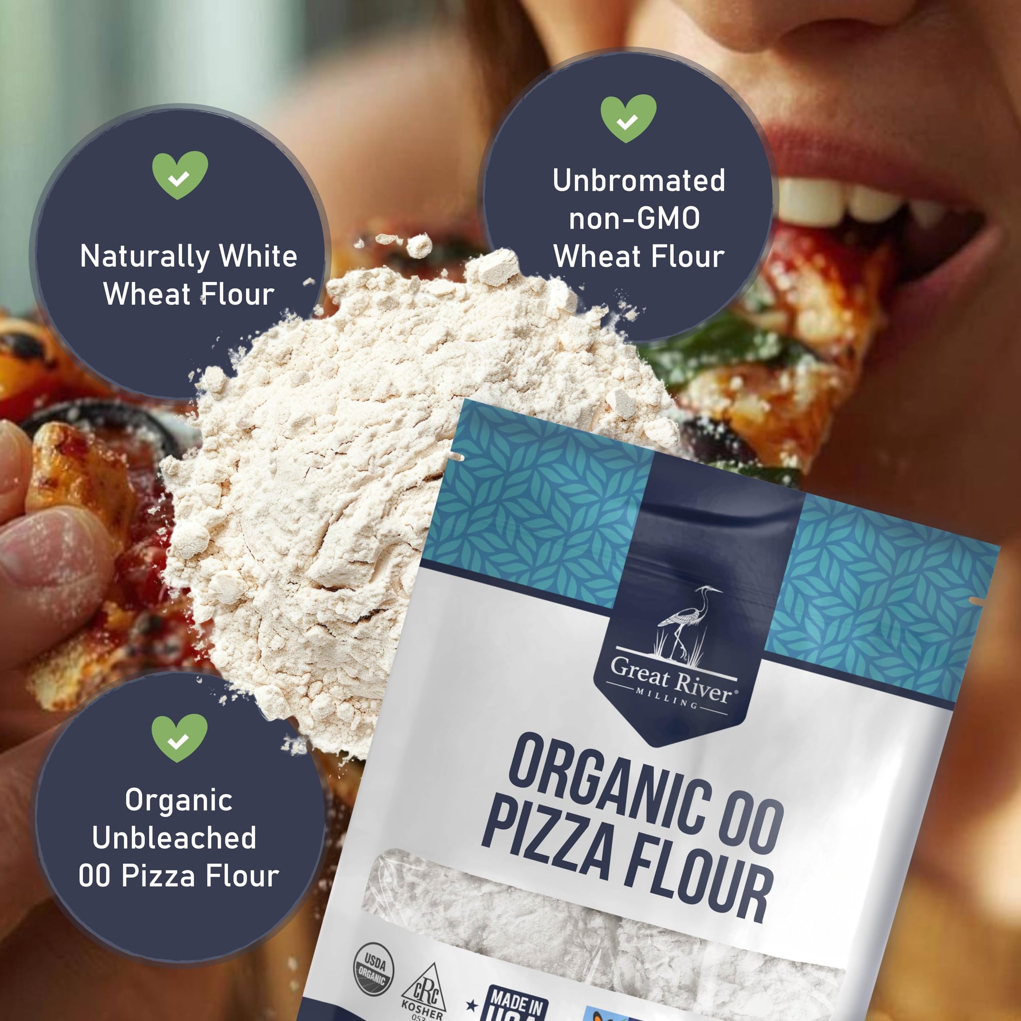 Great River Milling 00 Organic Pizza Flour | Ultra-Fine Neapolitan Style Flour for Pizza Dough, Bread & Pasta | USDA Organic, Non-GMO, Kosher