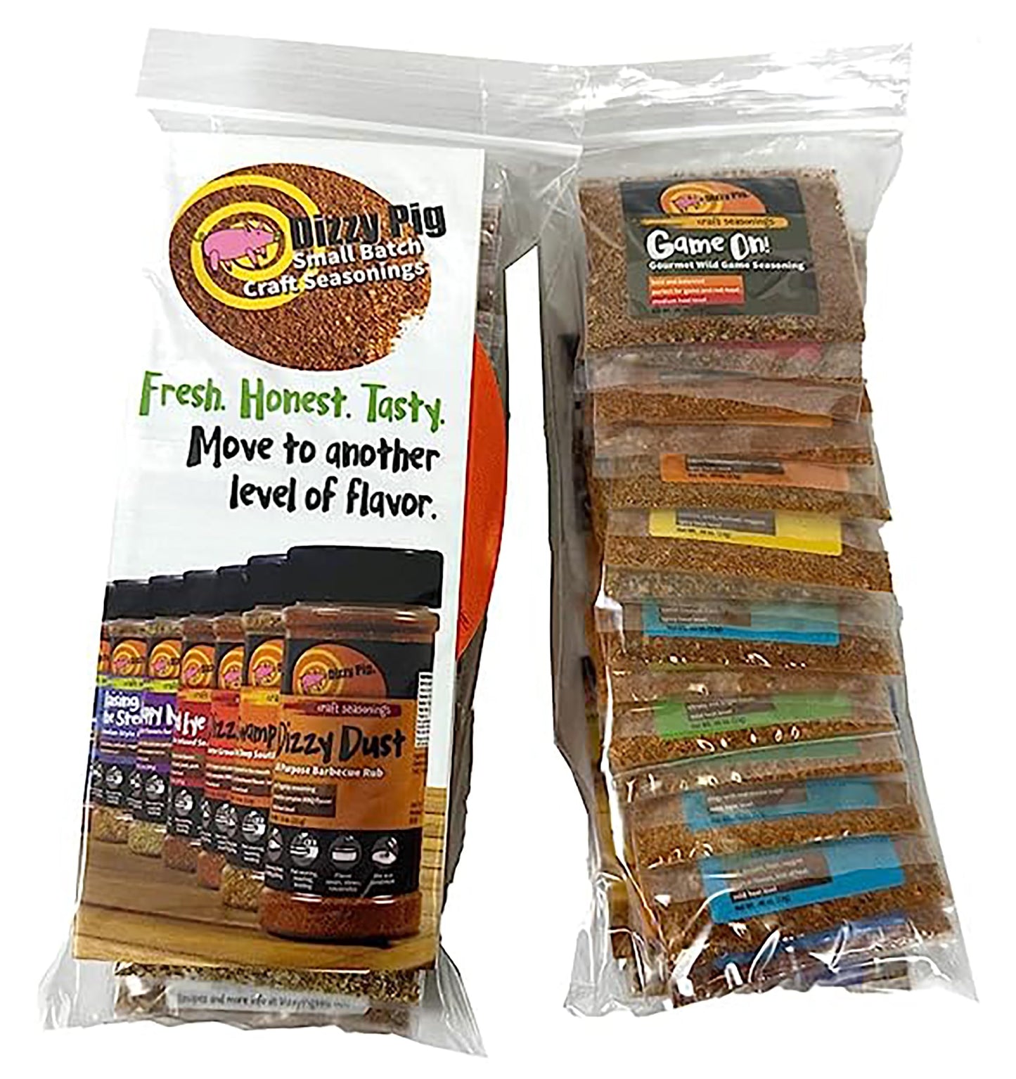 Dizzy Pig Original Seasoning & Rub Blends Sampler Pack (17 Individual Samples) - Hand Made in the USA - Each Pack Seasons 2-4 lbs of Food - MSG Free