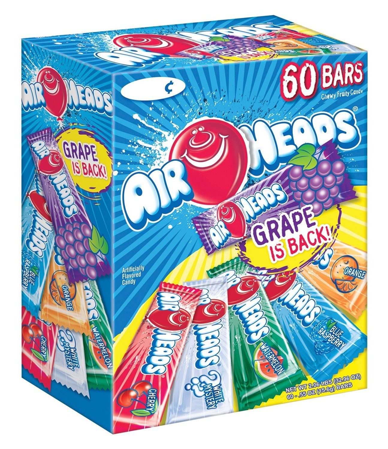 AIRHEADS BARS VARIETY PACK, PARTY, 60 COUNT