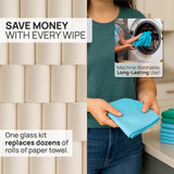 Claro 2 Step Glass Cleaning Cloth 8-Pack - Green Wet & Blue Dry Microfiber Towels Cleaning for Windows, Mirrors & Glass - Streak and Lint Free Cloth