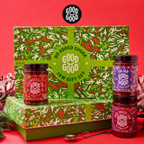 GOOD GOOD Assorted No Added Sugar Jam Gift Box - Strawberry, Fig & Four Fruits Jam Bundle with Serving Spoon - Low Carb, Low-Calorie Spread - Keto