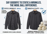 XL Wool Dryer Balls (6-Pack) - 100% Organic New Zealand Wool Laundry Balls for Dryer - Natural Fabric Softener & Reusable Anti Static Solution