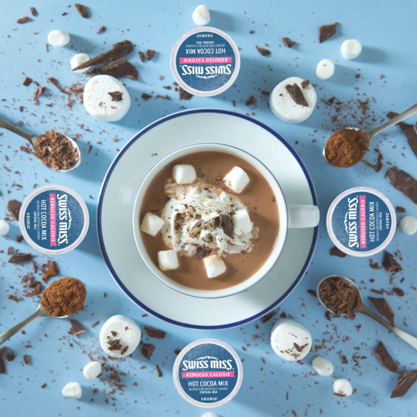 Swiss Miss, Reduced Calorie Hot Cocoa, Single-Serve Keurig K-Cup Pods, 44 Count (2 Boxes of 22 Pods)
