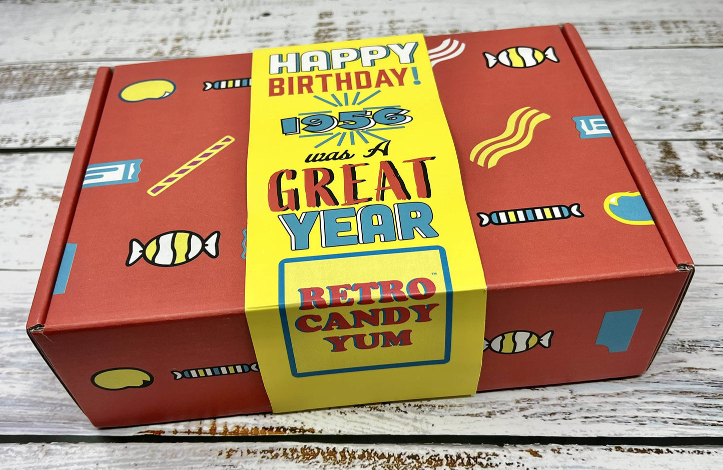 RETRO CANDY YUM ~ 1956 70th Birthday Gift Box Nostalgic Mix from Childhood for 70 Year Old Man or Woman Born 1956 Jr