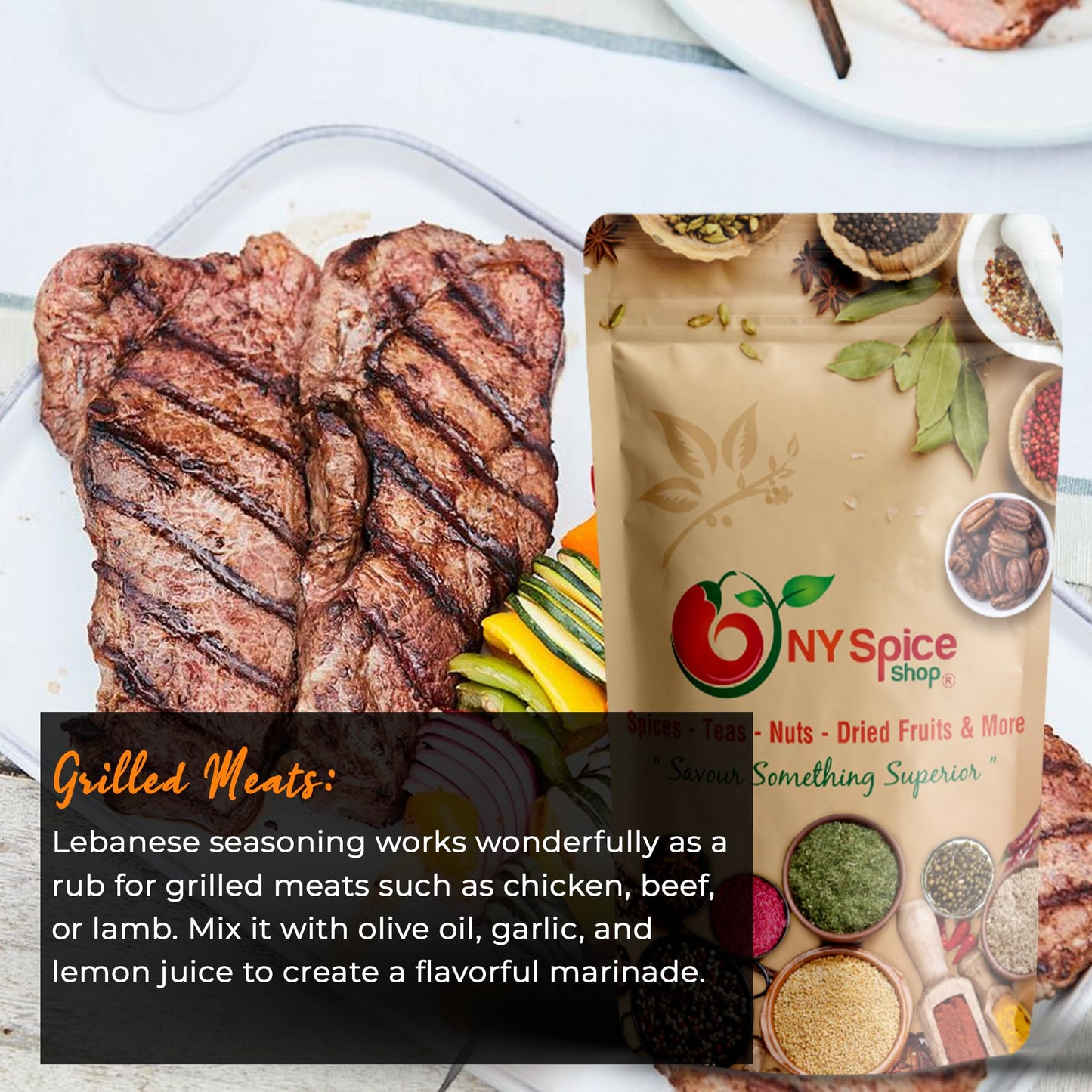 NY Spice Shop Lebanese Seasoning Blend - 6 Ounce Lebanese Spices Seasoning For Cooking and Culinary - Fine Herb Mix for Flatbreads Grilled Foods