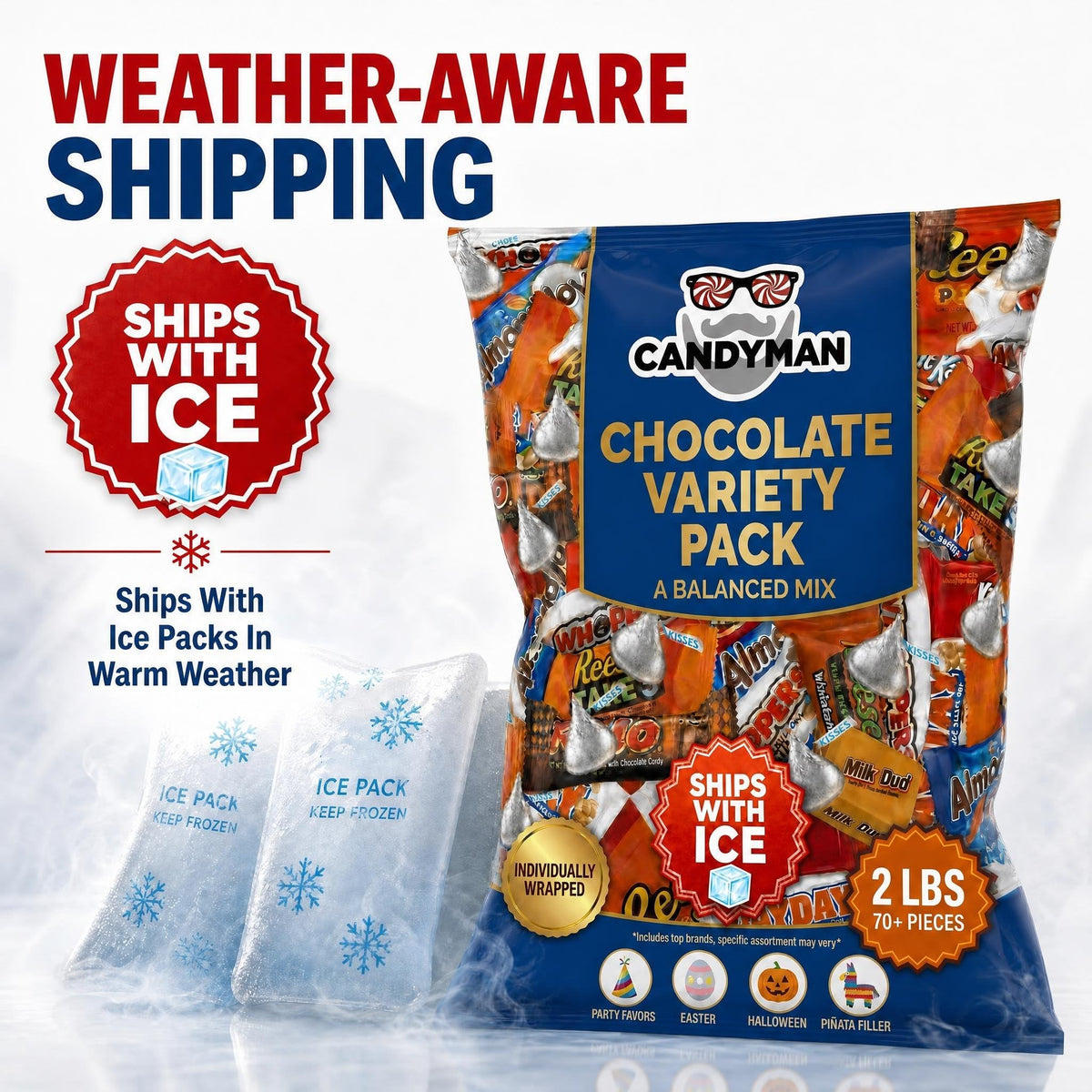 Candyman 12-Pound Bulk Chocolate Candy, Individually Wrapped Variety Pack
