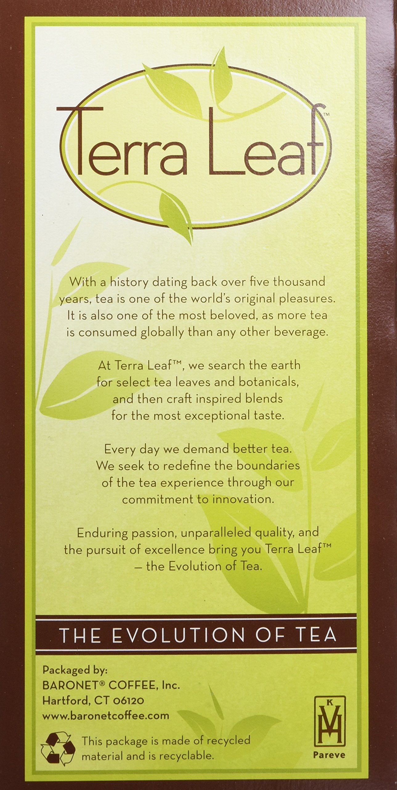 Baronet Coffee Terra Leaf Earl Grey Tea Pods - 3 Boxes of 18 Single Serve Coffee Pods - 54 Count, 4 Grams - Individually Wrapped for Freshness - Fits