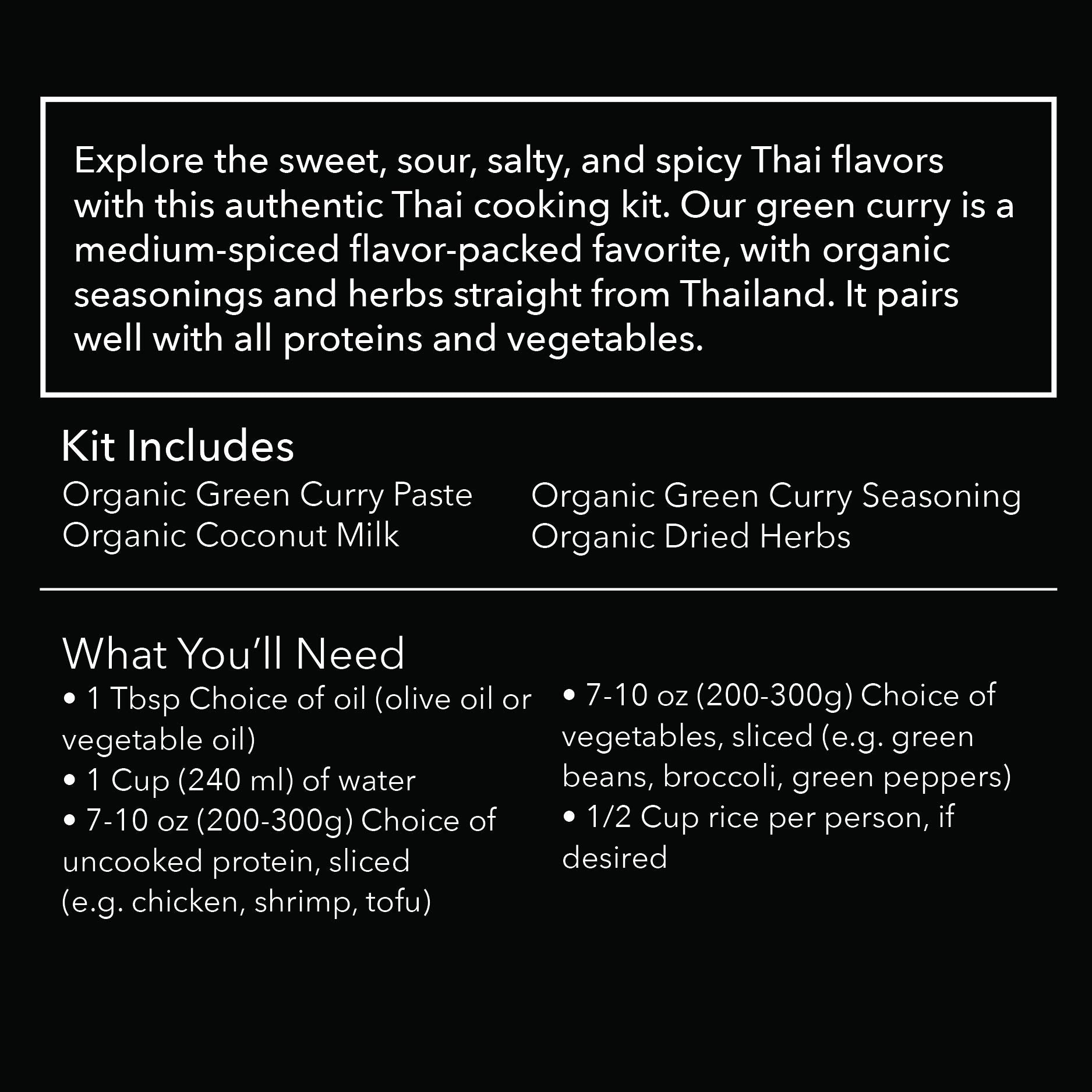 Verve Culture Thai for Two - Thai Green Curry Meal Kit - USDA Organic, Vegan, Gluten-Free - Made in Thailand