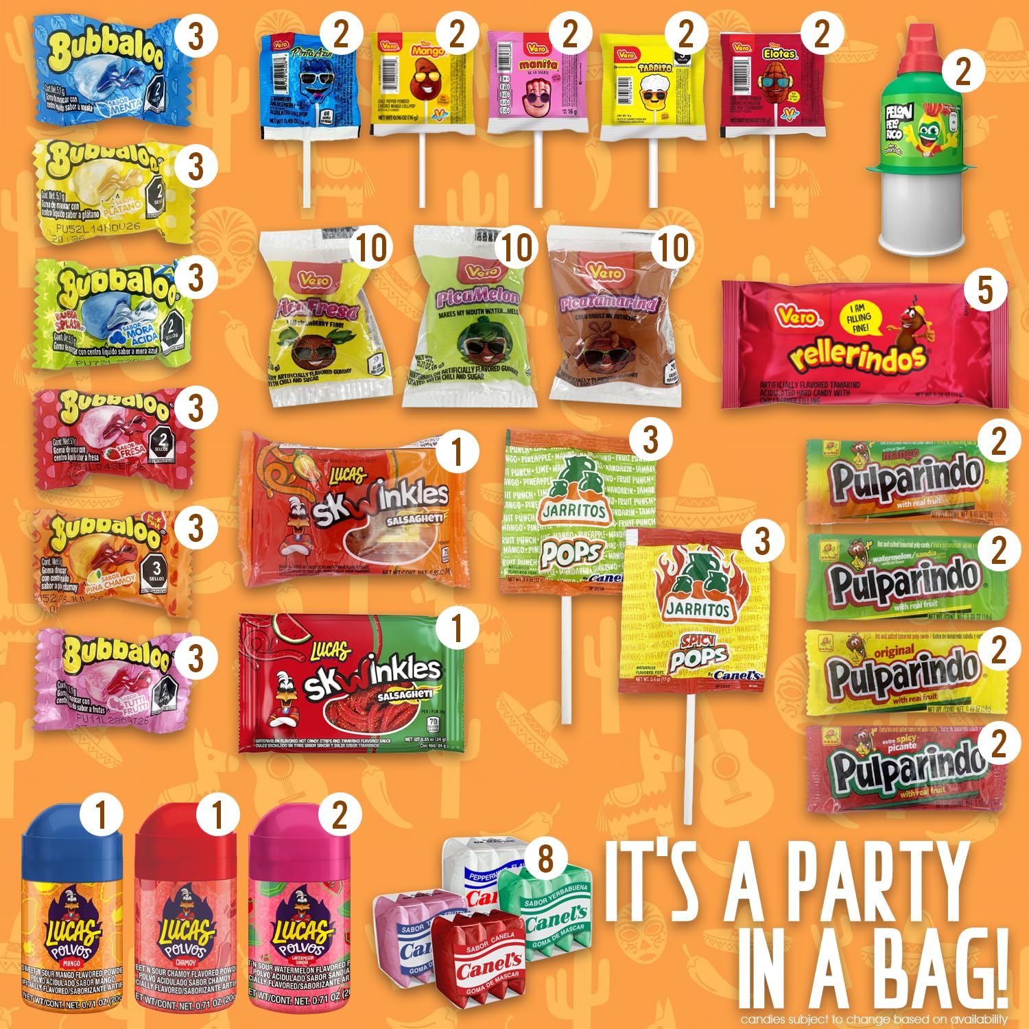 Mexican Candy Variety Bulk Pack - 100 Piece Individually Wrapped Dulces Mexicanos Assortment - Gummies, Hard Candy, Lollipops - Bulk Candies, Perfect