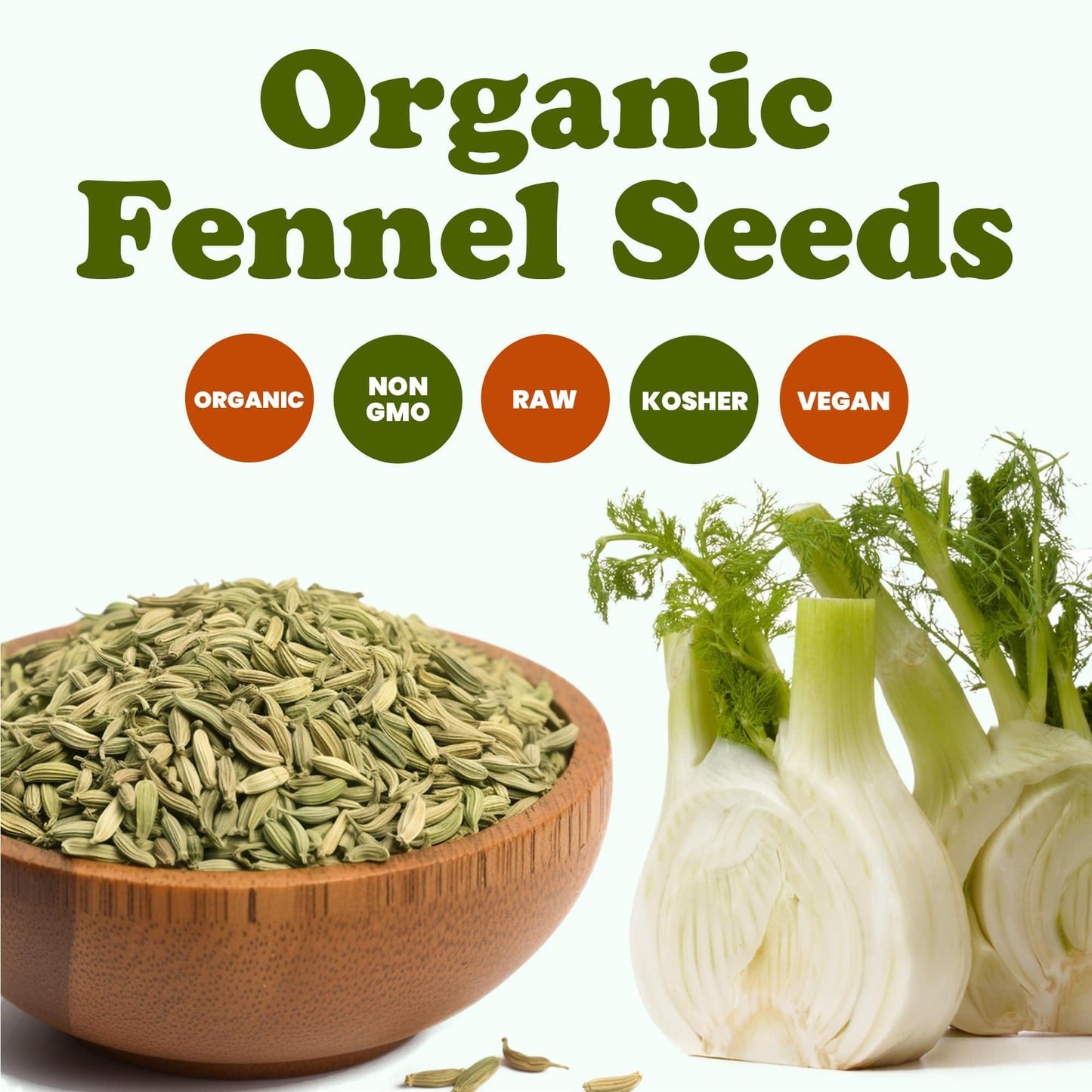 Food to Live - Organic Fennel Seeds, 14 Pounds - Whole Raw Seeds, Non-GMO Spice, Non-Irradiated, Kosher, Vegan, Bulk. High in Dietary Fiber. Great