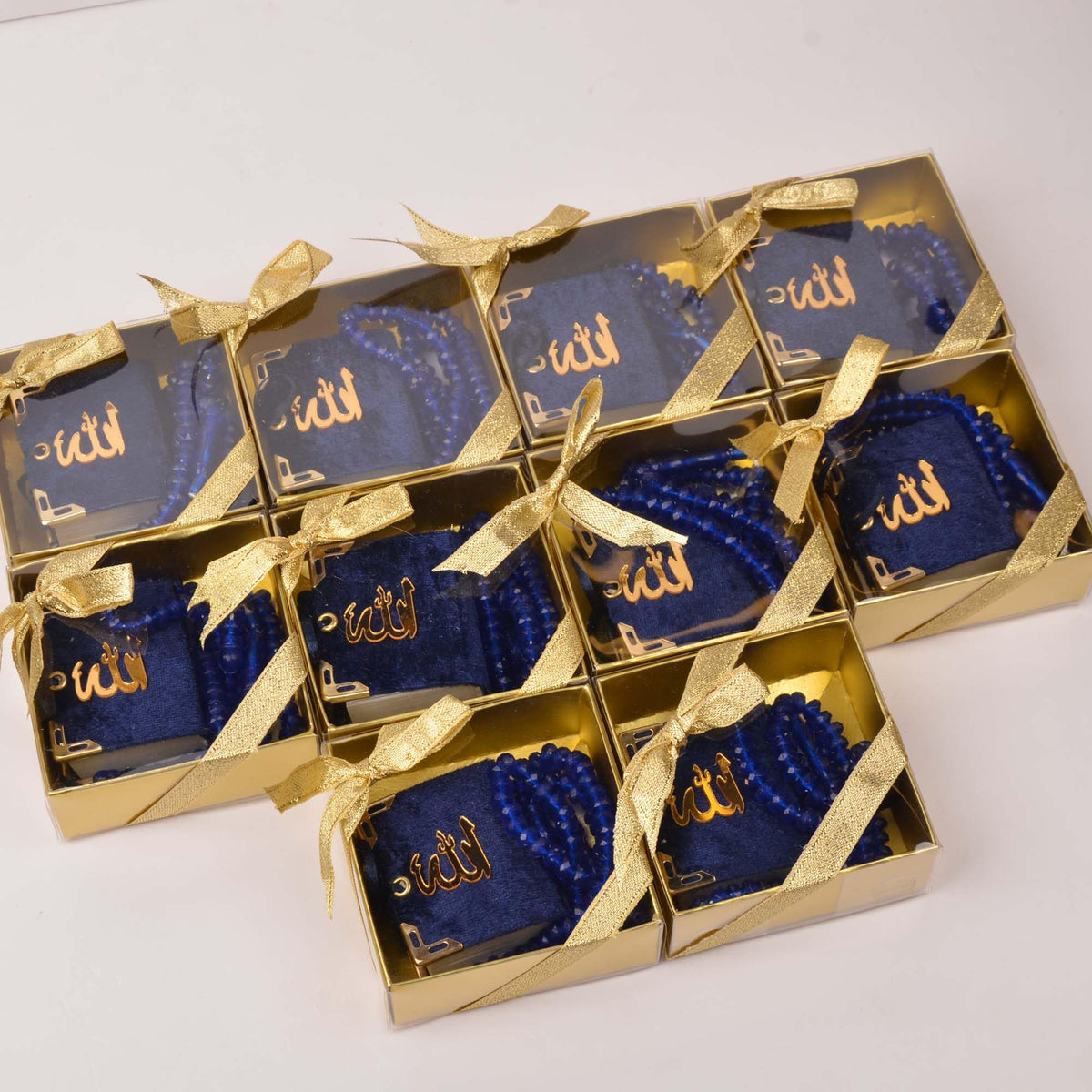BABY SHOWER CHOCOLATE Set of 10 Islam Quran Tasbeeh Islamic Set | Holy Quran Prayer Beads Gift Box Favor (Dark Blue)