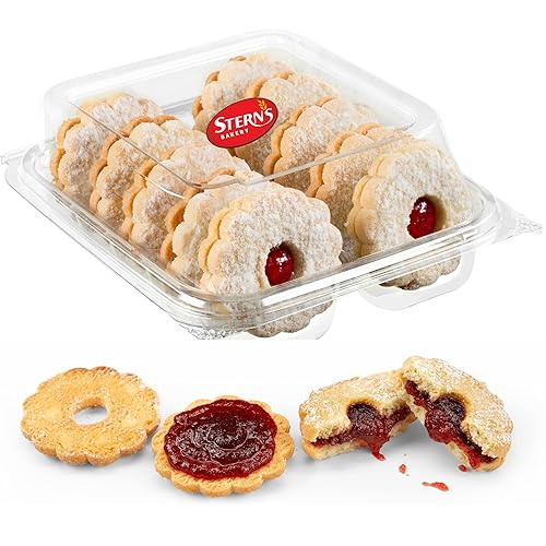 Linzer Cookies [10 Count] | Shortbread Cookies Individually Wrapped | Christmas Food Gift for Mom, Dad, Colleagues & Friends | Kosher, Dairy Free, Nut
