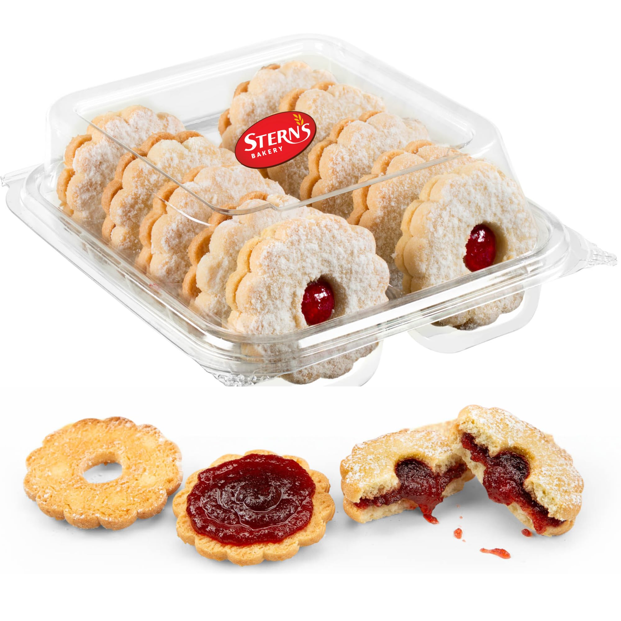 Linzer Cookies [10 Count] | Shortbread Cookies Individually Wrapped | Christmas Food Gift for Mom, Dad, Colleagues & Friends | Kosher, Dairy Free, Nut