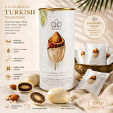 Huries White Chocolate Covered Dates with Almonds, Individually Wrapped Gourmet Stuffed Date Candy, Turkish Dessert Snack, 200 g