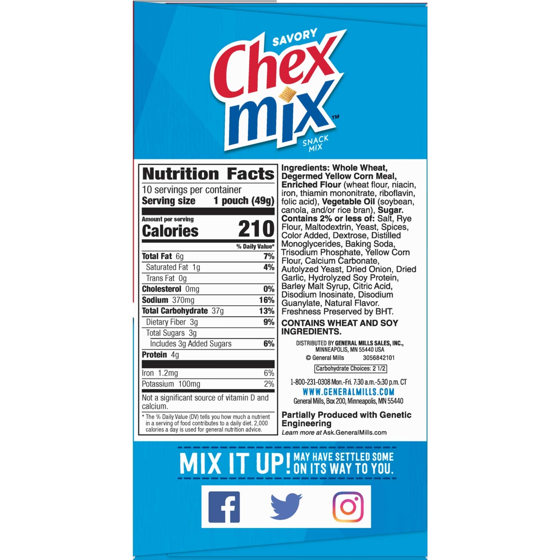 Chex Mix Snack Mix, Traditional Original Recipe, Multipack, Single Serve Snack Bags, 10 Ct, 17.5 oz