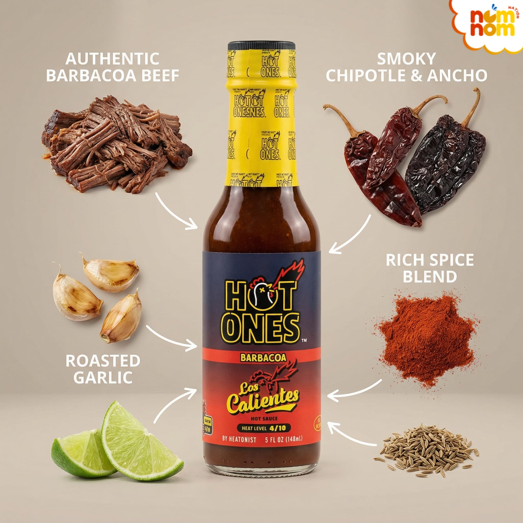 Hot Ones Sauce Calientes Barbacoa 5 oz - (Pack of 3, 5 oz.) Hot Sauce for Tacos and Grilling - Salsa Verde Style Chipotle - Scorpion Inspired Heat