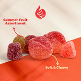 Sour Fruit Jelly Candy Mix | 1 Pound Bag | Vegan Gummies with Real Fruit Puree | Cherry, Watermelon, Peach | Gelatin Free Plant Based Texture | Dye