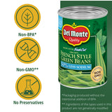 Del Monte Canned Fresh Cut French Style Green Beans with 50% Less Sodium, 14.5 Ounce