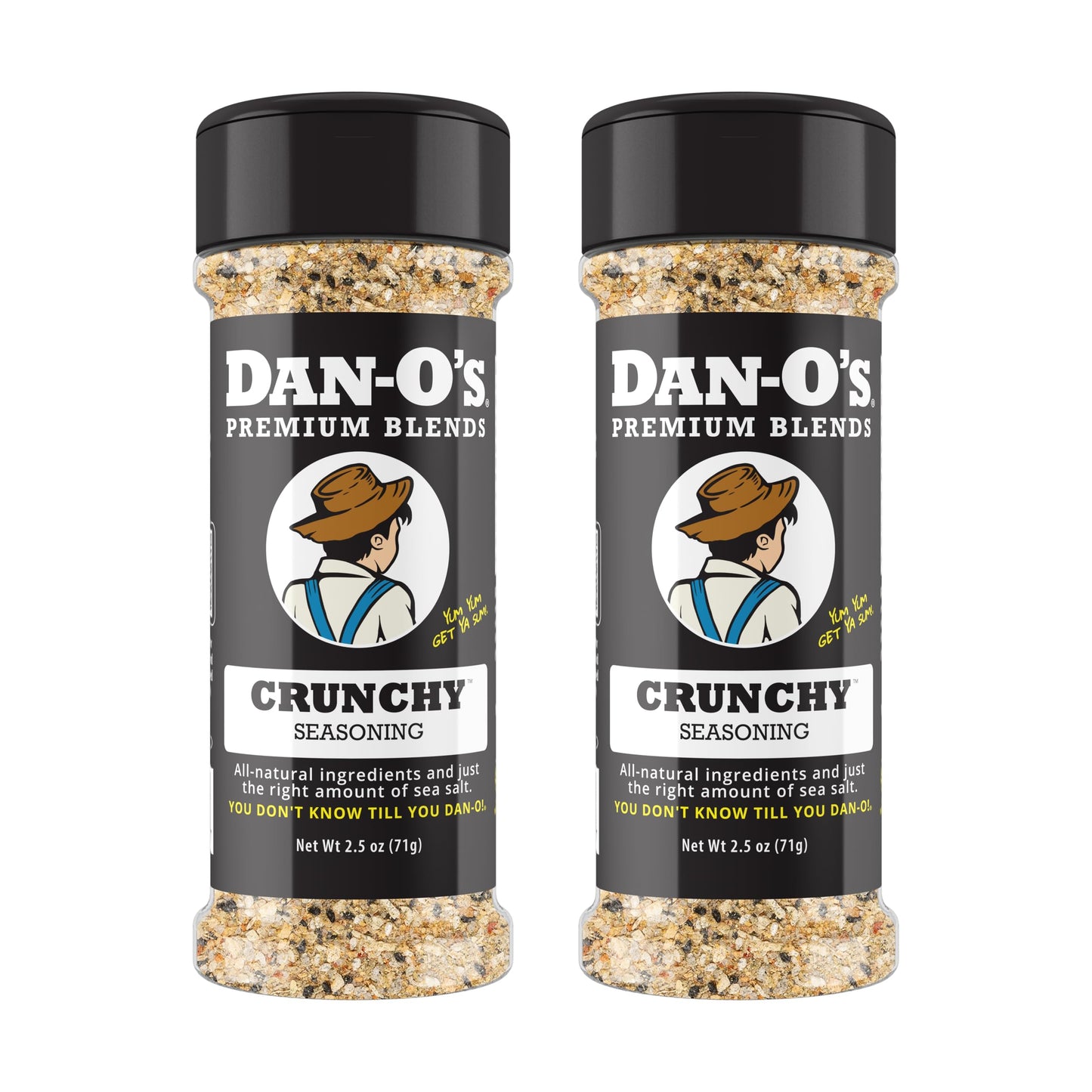 Dan-O's Crunchy Seasoning, 2.5 oz Bottle, 2 Pack, Everything Seasoning for Fish, Eggs, Salads and More, Sugar Free, Zero Calorie, Use this Spice Blend