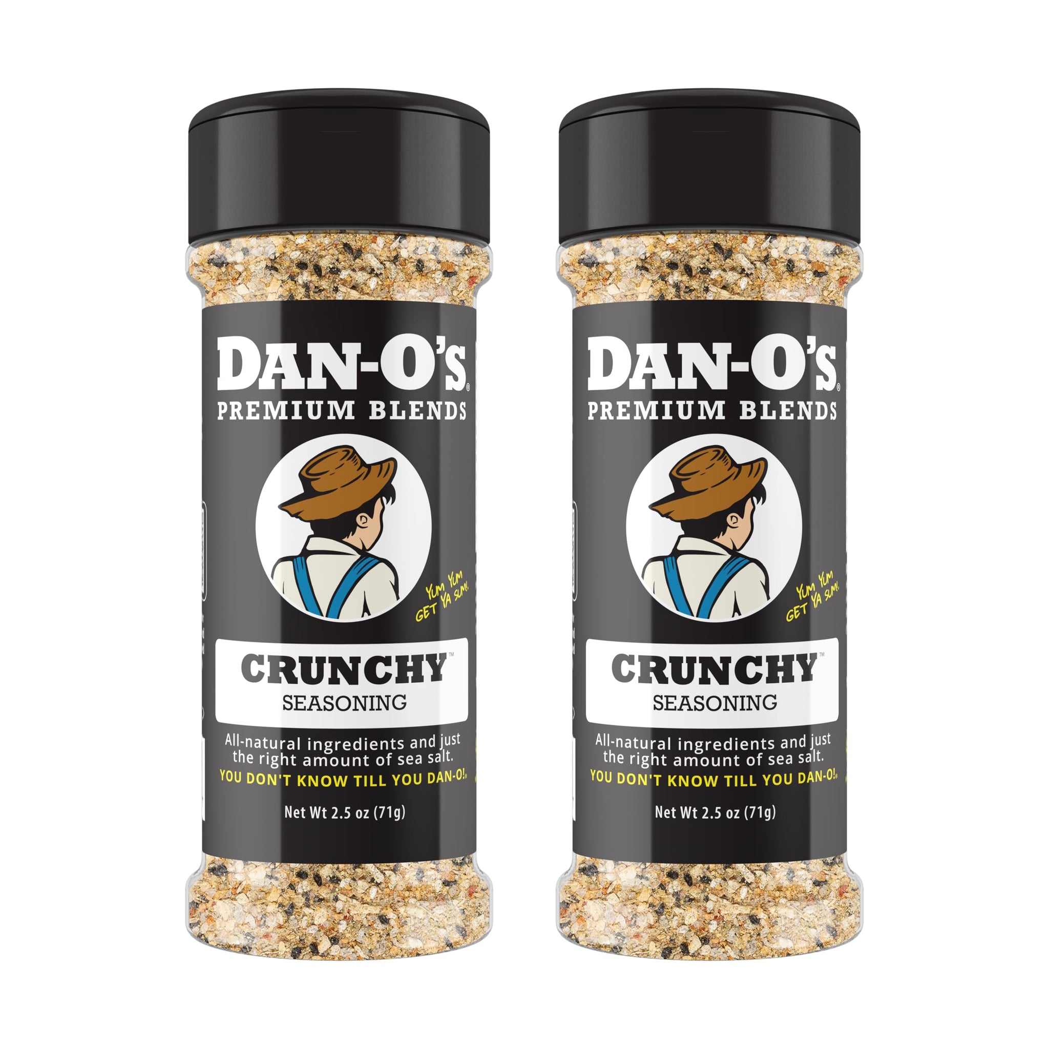 Dan-O's Crunchy Seasoning, 2.5 oz Bottle, 2 Pack, Everything Seasoning for Fish, Eggs, Salads and More, Sugar Free, Zero Calorie, Use this Spice Blend