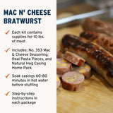 PS Seasoning Cheddar Mac N’ Cheese Bratwurst Kit - Sausage making Seasoning And Natural Hog Casings For 10 Lbs Of Meat Easy Homemade Brats For Pork