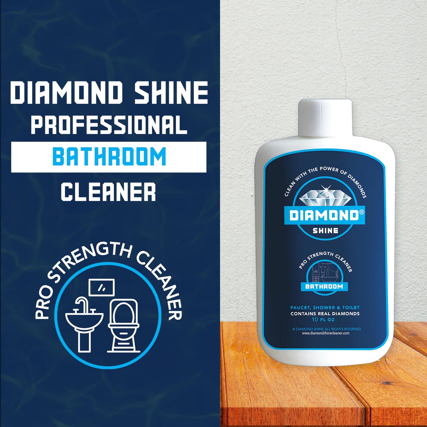 3 Piece - Diamond Shine Bathroom Cleaner & Scrub Brush Combo with Extension Toilets Hard Water Stain Remover Shower Door Cleaner
