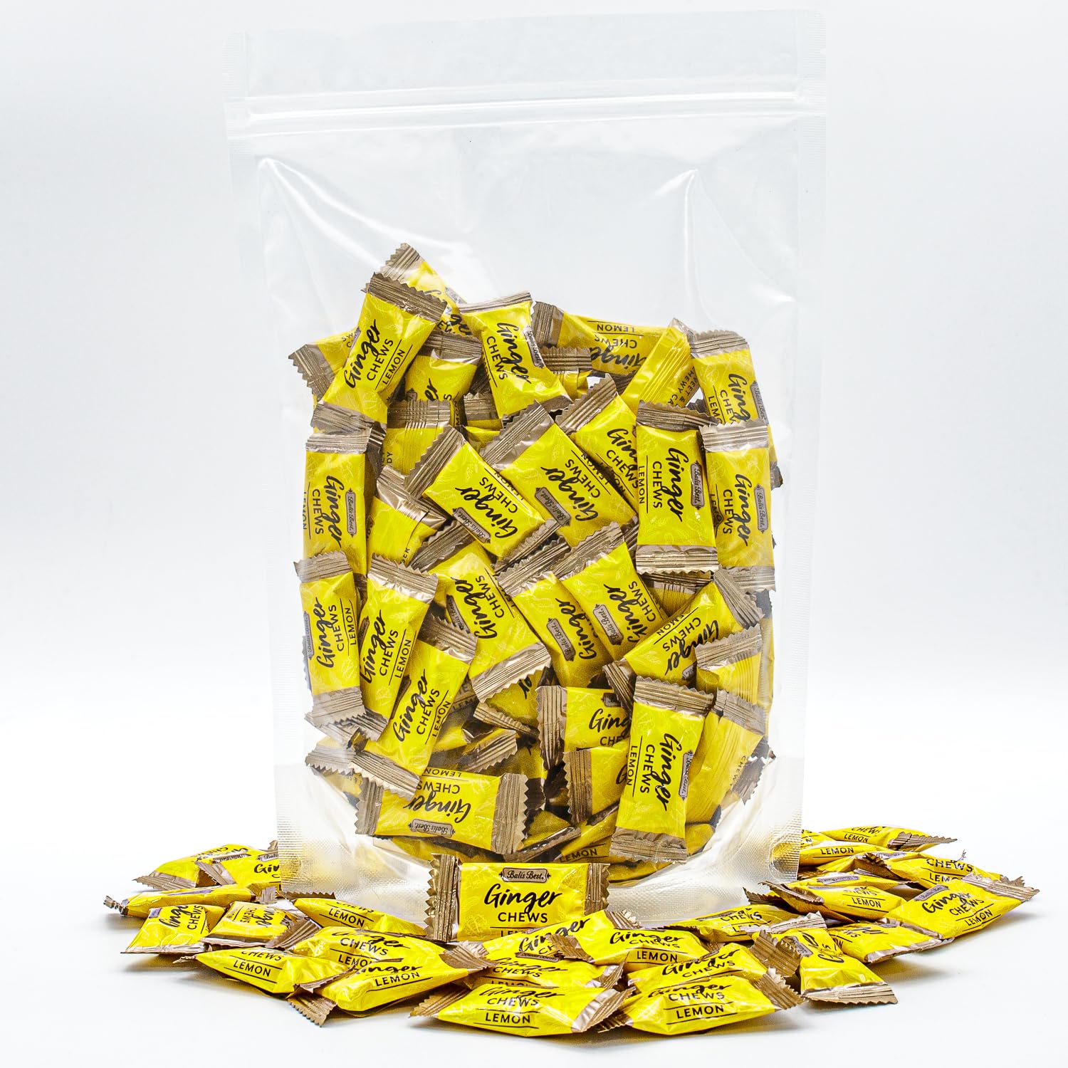 Ginger Candy Chews for Nausea Relief 1 lb - Natural Lemon and Honey Flavored, 100% Real Ginger, Individually Wrapped, Bulk