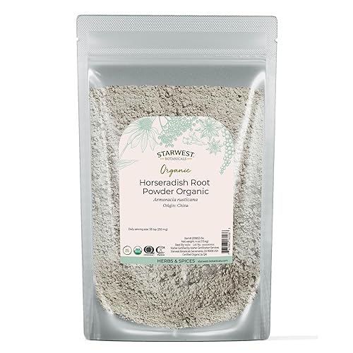 Starwest Botanicals Organic Horseradish Root Powder - Dried Seasoning Spice for Meats, Seafood, & Sauces, Finely Ground, Spicy & Savory, Certified