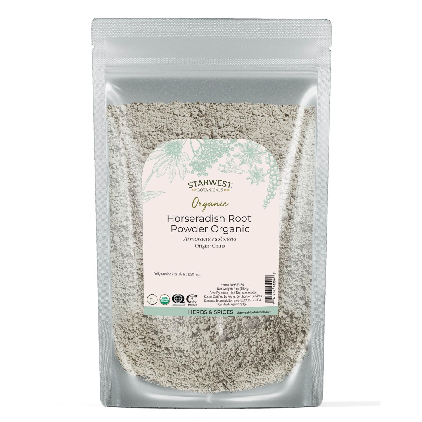 Starwest Botanicals Organic Horseradish Root Powder - Dried Seasoning Spice for Meats, Seafood, & Sauces, Finely Ground, Spicy & Savory, Certified