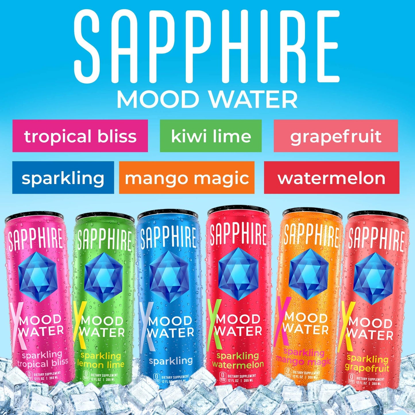 Want a Natural Mood & Energy Boost with No Alcohol? Sapphire Sparkling Mood Water is a Premium Non-Alcoholic Spritzer Boosting Mood & Energy