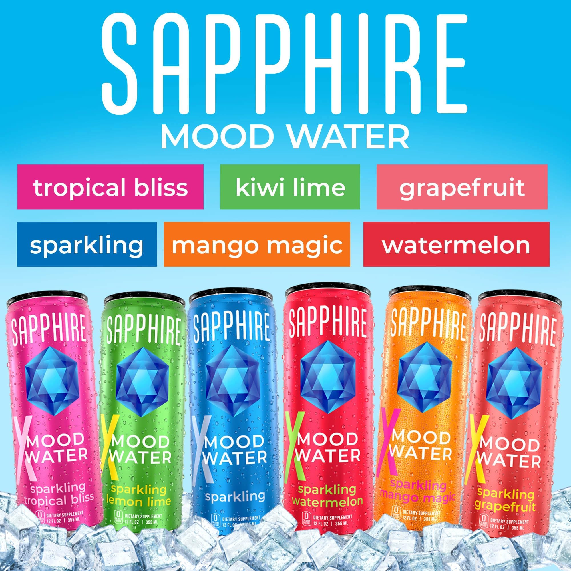 Want a Natural Mood & Energy Boost with No Alcohol? Sapphire Sparkling Mood Water is a Premium Non-Alcoholic Spritzer Boosting Mood & Energy