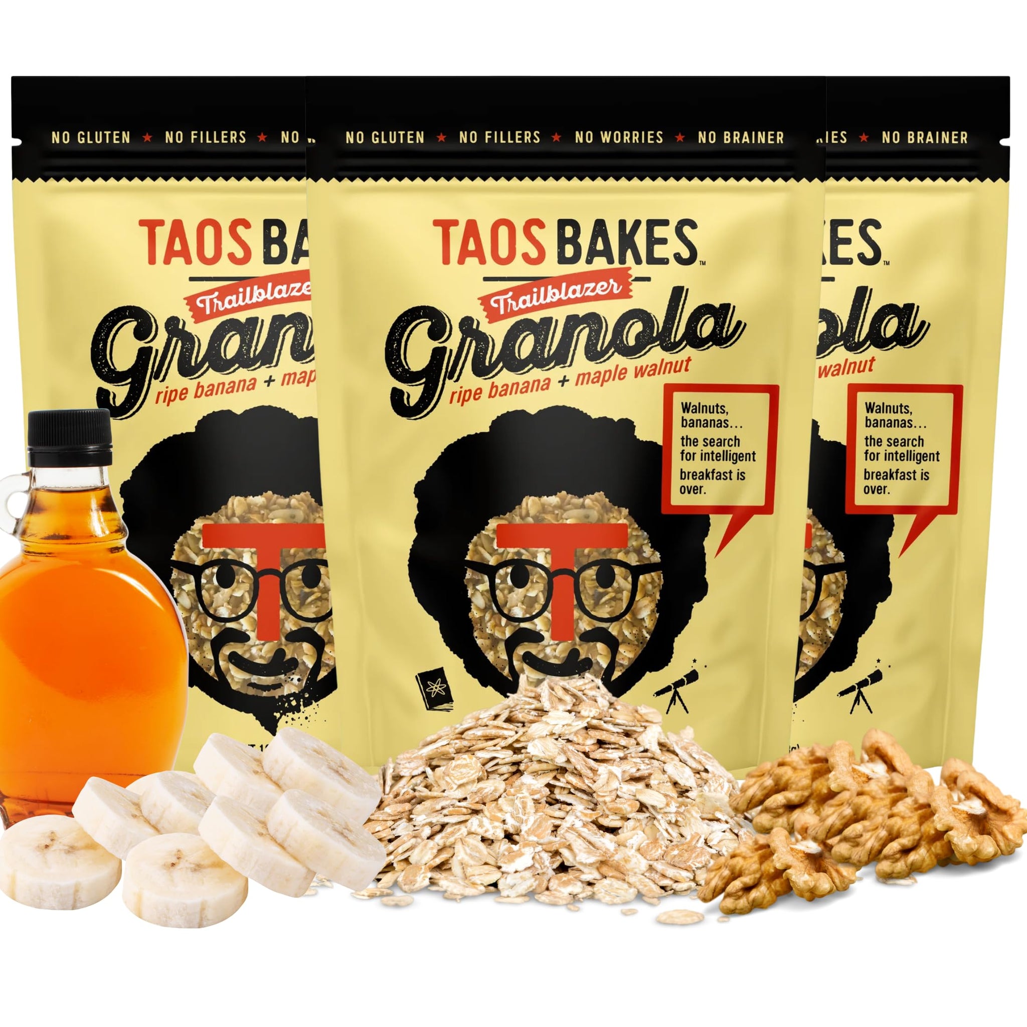 Taos Bakes - Ripe Banana & Maple Walnut Granola - Crunchy Granola Breakfast Snack - Gluten Free, No GMOS, No Fillers - 10 oz (Pack of 3)