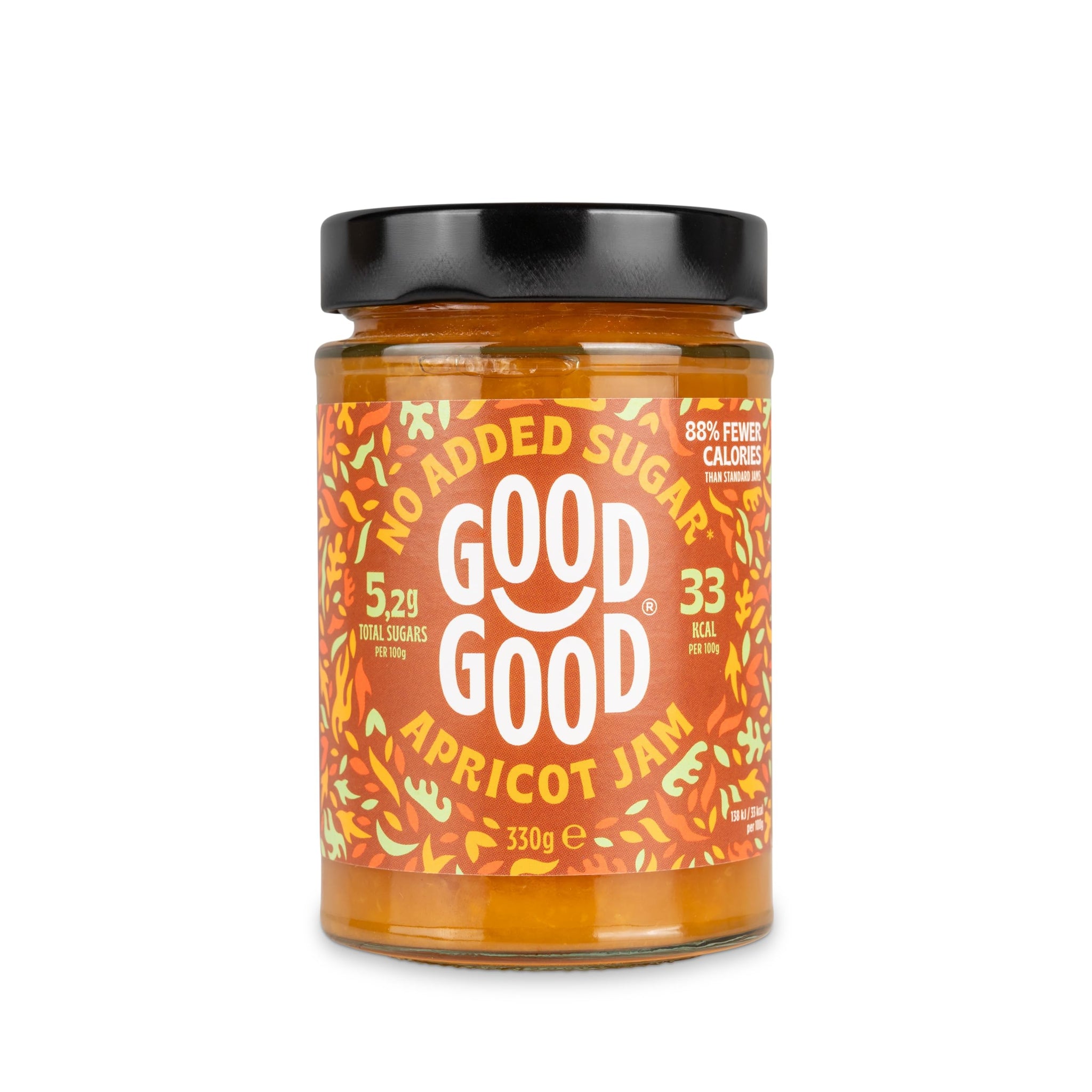 GOOD GOOD Apricot Jam - No Added Sugar - Low Calorie - Gluten Free and Vegan - Diabetic and Keto Friendly - 12oz / 330g (Pack of 1)