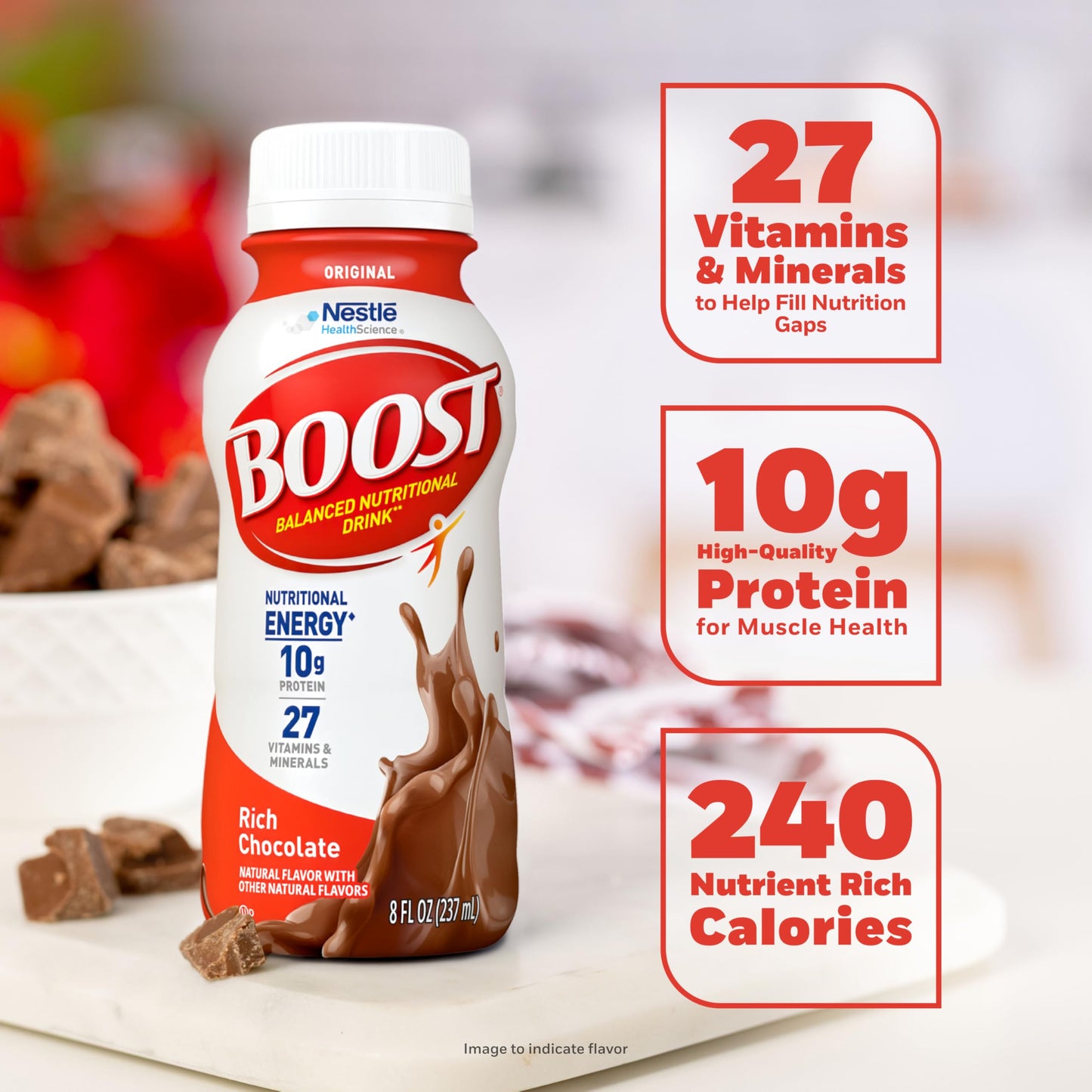 BOOST Original Ready to Drink Balanced Nutritional Drink, Rich Chocolate, 8 FL OZ (Pack of 6)