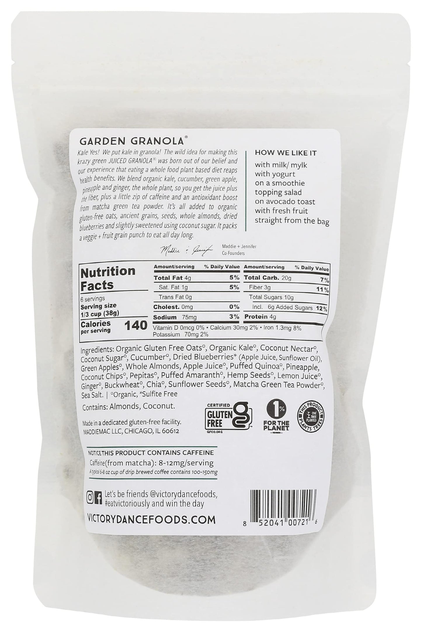 Victory Dance Foods Juiced Kale Matcha Garden Granola, 8 OZ