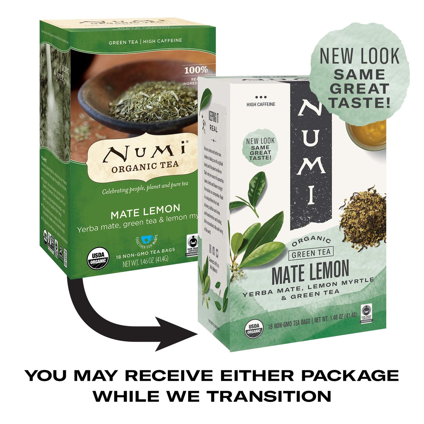 Numi Organic Tea Mate Lemon, Yerba Mate, Green Tea and Lemon Myrtle, 54 Green Tea Bags