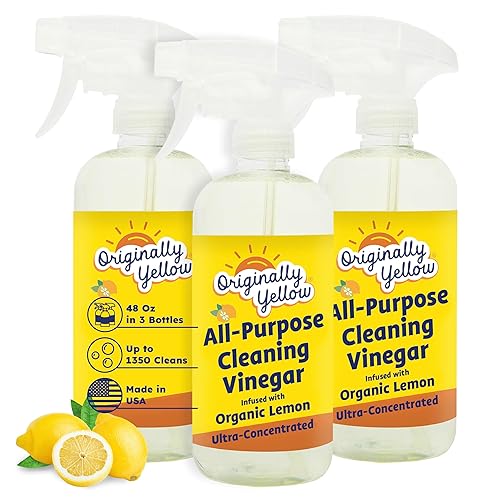 Originally Yellow Lemon Vinegar All Purpose Cleaning Spray | Distilled Cleaning Vinegar | Plant-Derived All Purpose Cleaner | Living Room, Bathroom