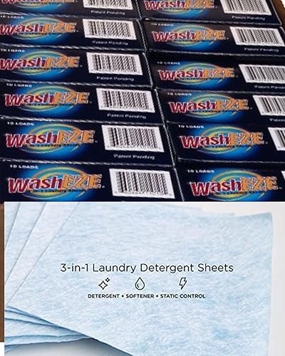 WashEZE 3 in 1 Laundry Detergent Sheets, Scented 120 Count Power Sheets include All of Your Laundry Needs With The Powerful Cleaning Ability, Softner