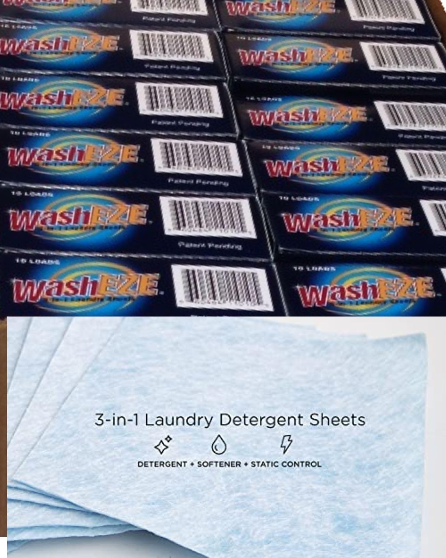 WashEZE 3 in 1 Laundry Detergent Sheets, Scented 120 Count Power Sheets include All of Your Laundry Needs With The Powerful Cleaning Ability, Softner
