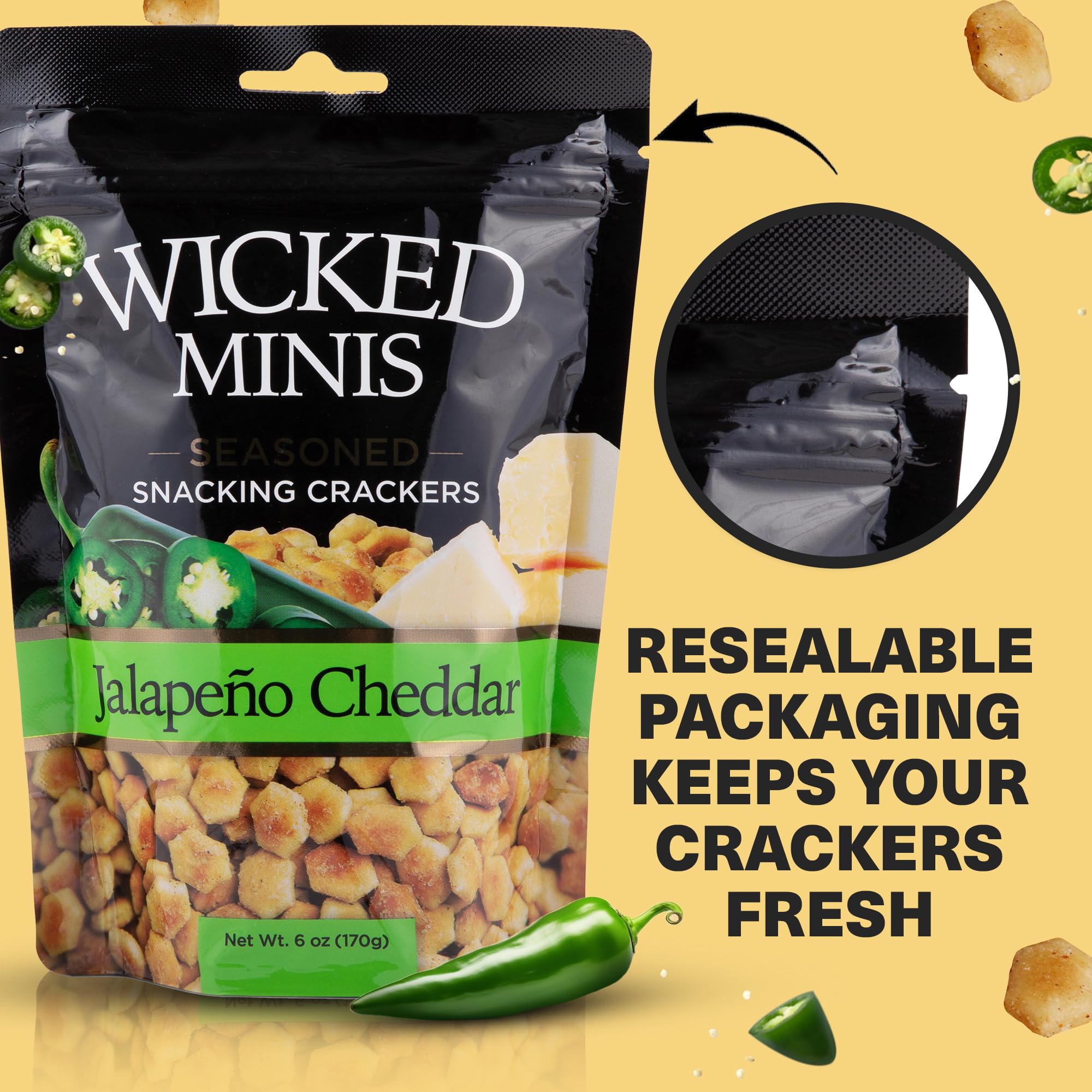Wicked Minis Soup & Oyster Crackers - Saltine & Salted Flavored Mini Puffed Soup, Savory Snacking Mix, Seasoned Croutons Salad Toppers, Crackers