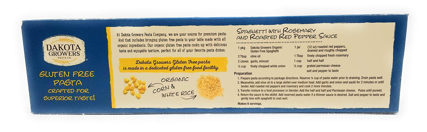 Dakota Growers Organic Spaghetti, Gluten Free, NON-GMO, 12 oz package (2 pack)
