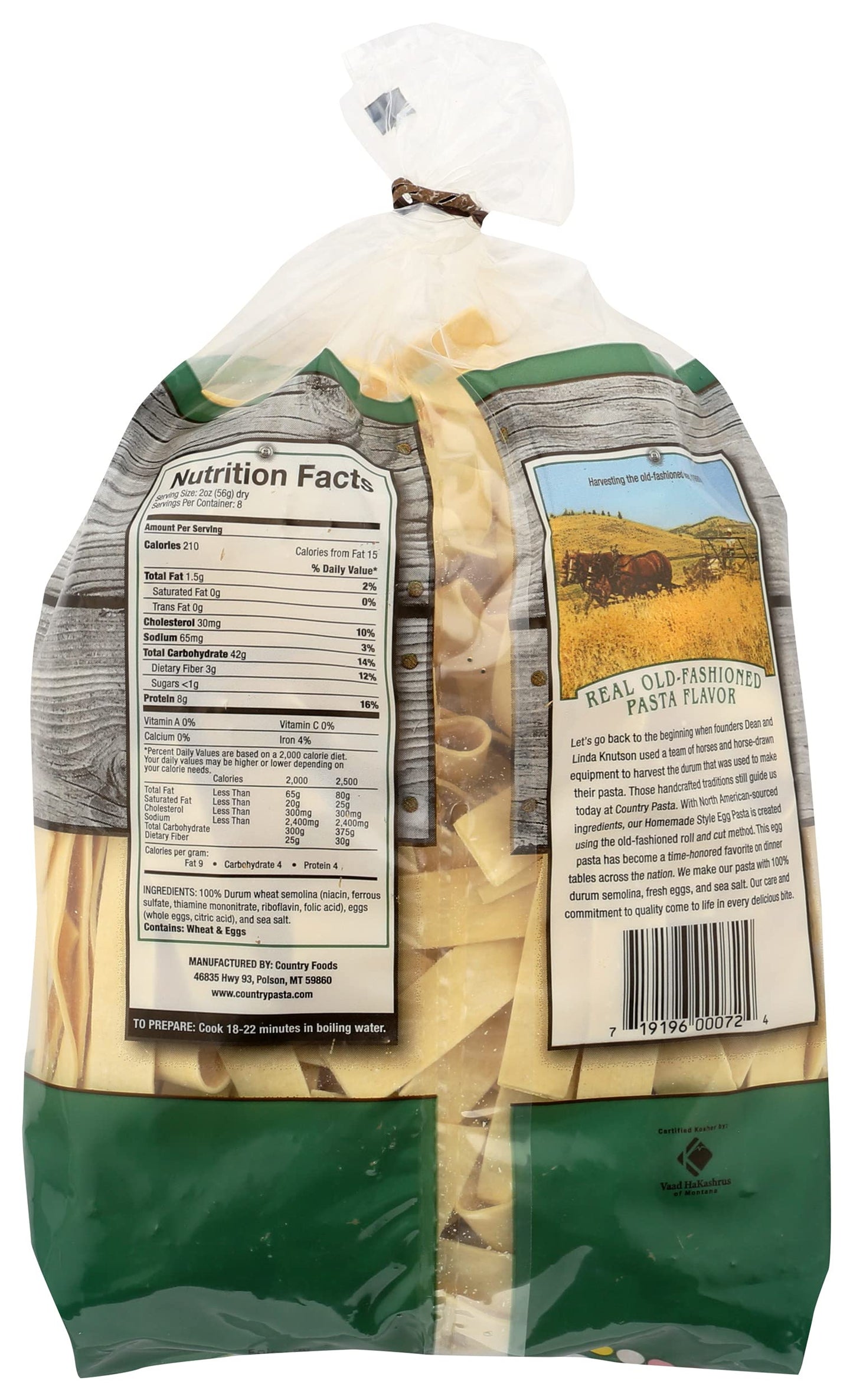 Country Pasta, Egg Noodles Wide, 16 Ounce